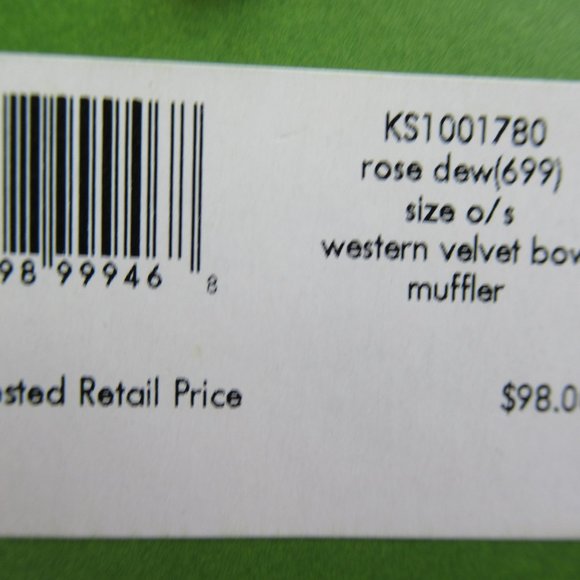 Kate Spade New York Western Velvet Metallic Bow Muffler Scarf NWT $98 - Picture 5 of 7